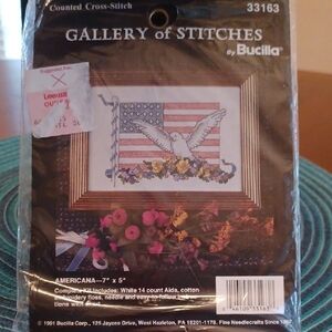 Bucilla Gallery Of Stitches Americana Cross Stitch Kit American Flag Dove
